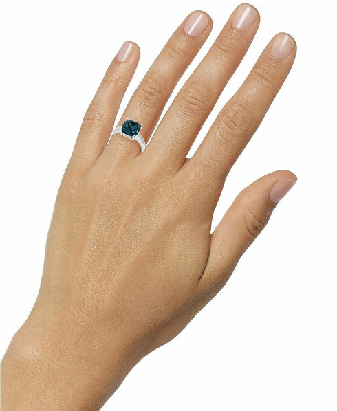 Charter Club Fine Silver Plate Pavé & Cushion-Crystal Split-Band Ring Size 8